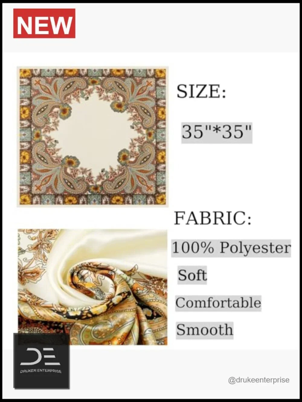 Large Square Satin Scarf Silk Feeling Hair Scarf 35